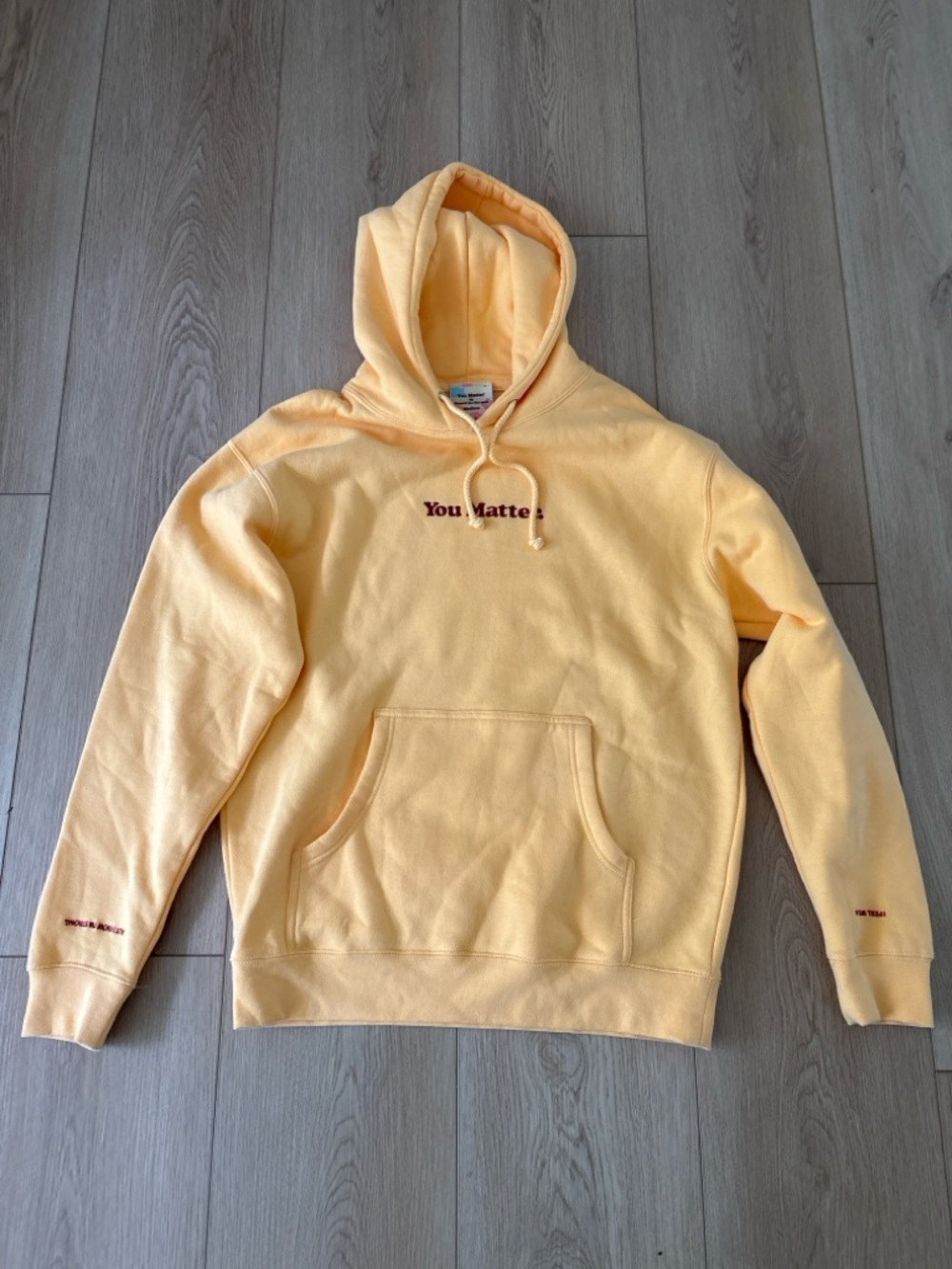 You Matter by Demetrius Harmon Hoodie Medium Yellow Embroidered Graphic Pullover